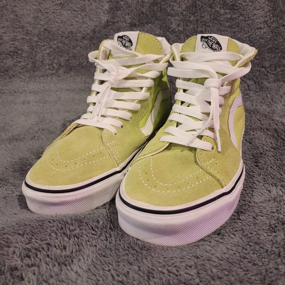 Vans Sk8-Hi Lime Green Suede Canvas High Top Sneakers Mens 6 Womens 7.5 New